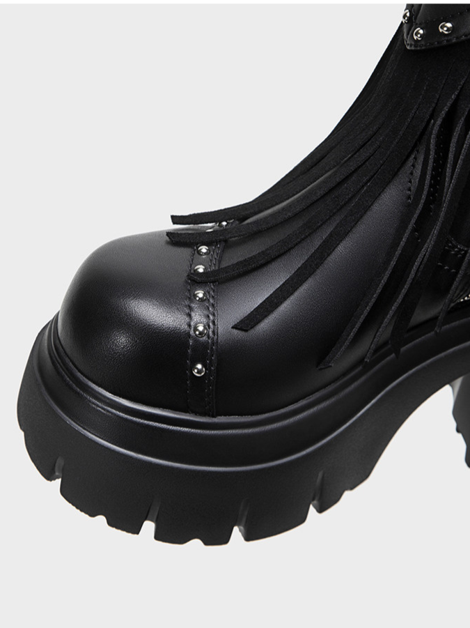 Studded Fringe Western Boots