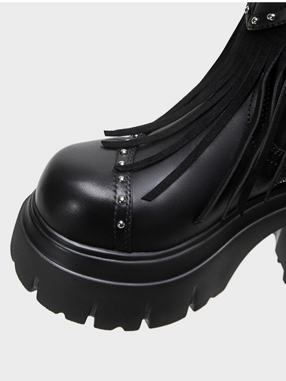 Studded Fringe Western Boots