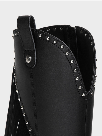 Studded Fringe Western Boots