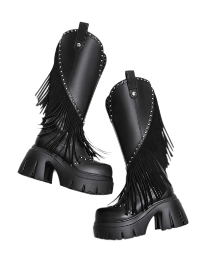 Studded Fringe Western Boots
