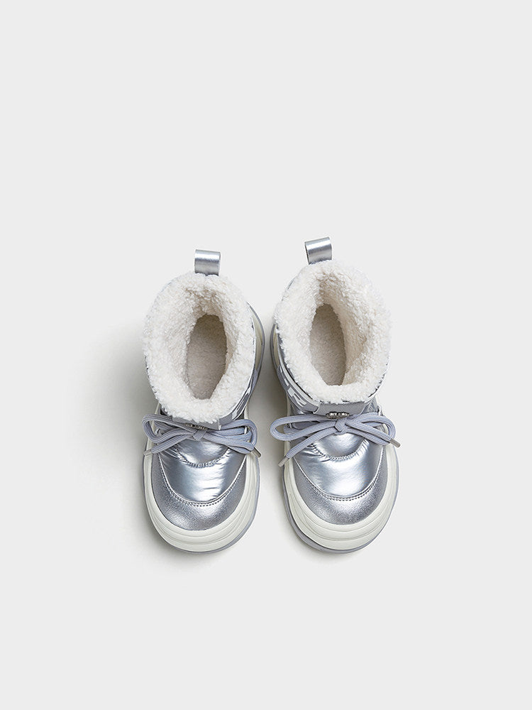 Silver Platform Snow Boots