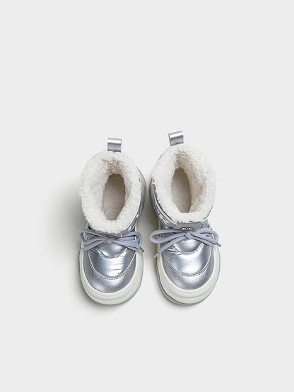 Silver Platform Snow Boots