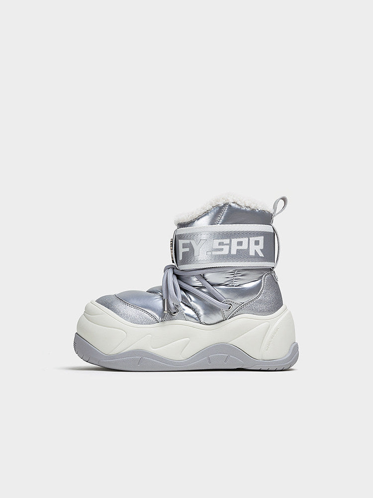 Silver Platform Snow Boots