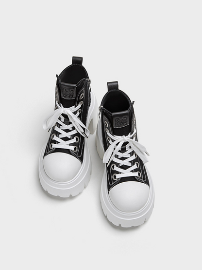 Platform High-Top Canvas Shoes