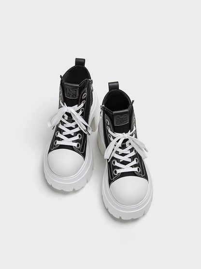 Platform High-Top Canvas Shoes