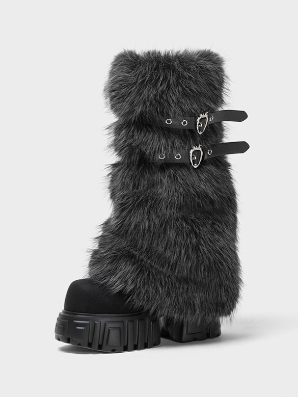 Plush Platform Moto Boots