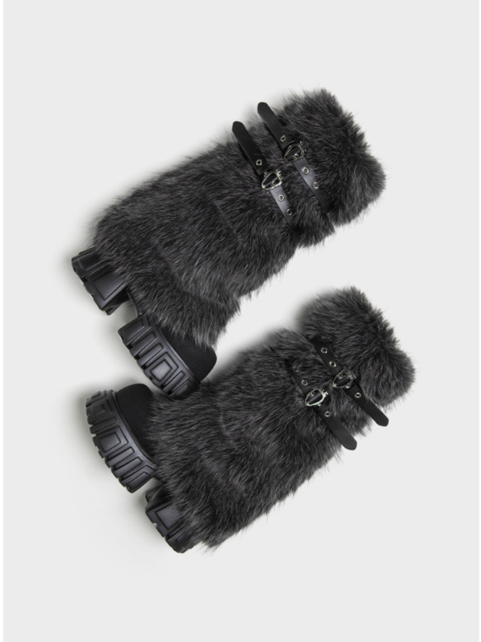 Plush Platform Moto Boots