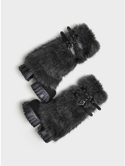 Plush Platform Moto Boots