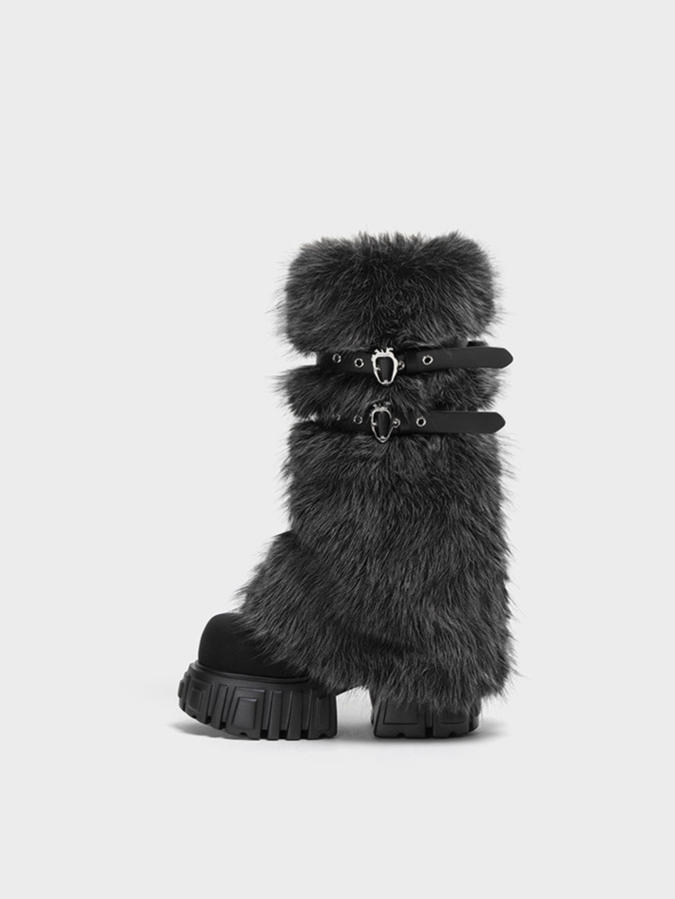 Plush Platform Moto Boots