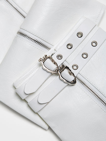 Heart Buckle Faux-Leather Skirt