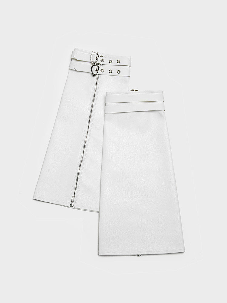 Heart Buckle Faux-Leather Skirt