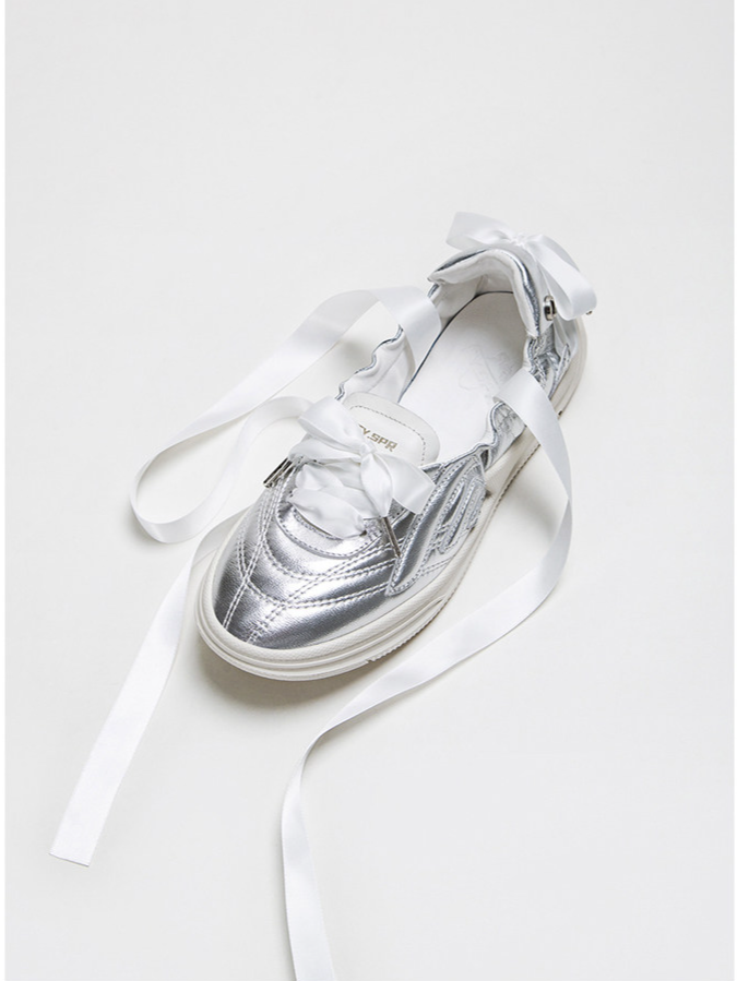 Silver Ribbon Ballet Flats