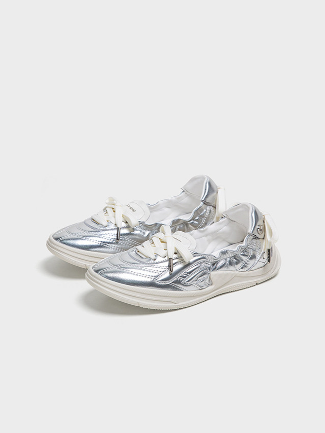 Silver Ribbon Ballet Flats