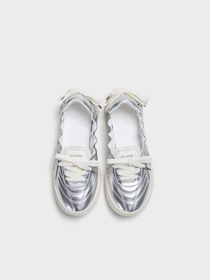 Silver Ribbon Ballet Flats