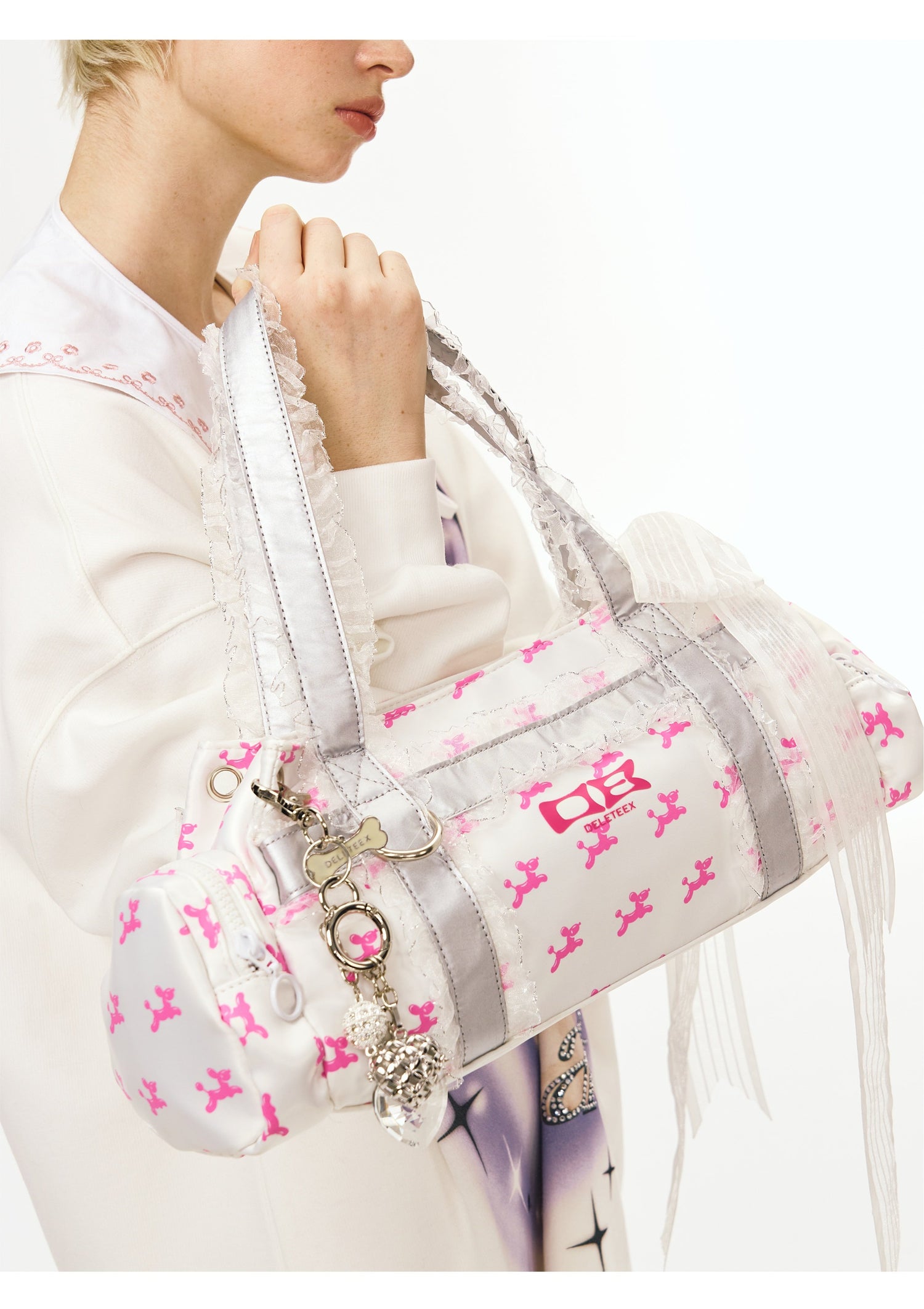 Lace Trim Boston Bag