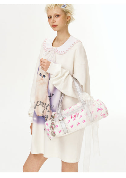 Lace Trim Boston Bag