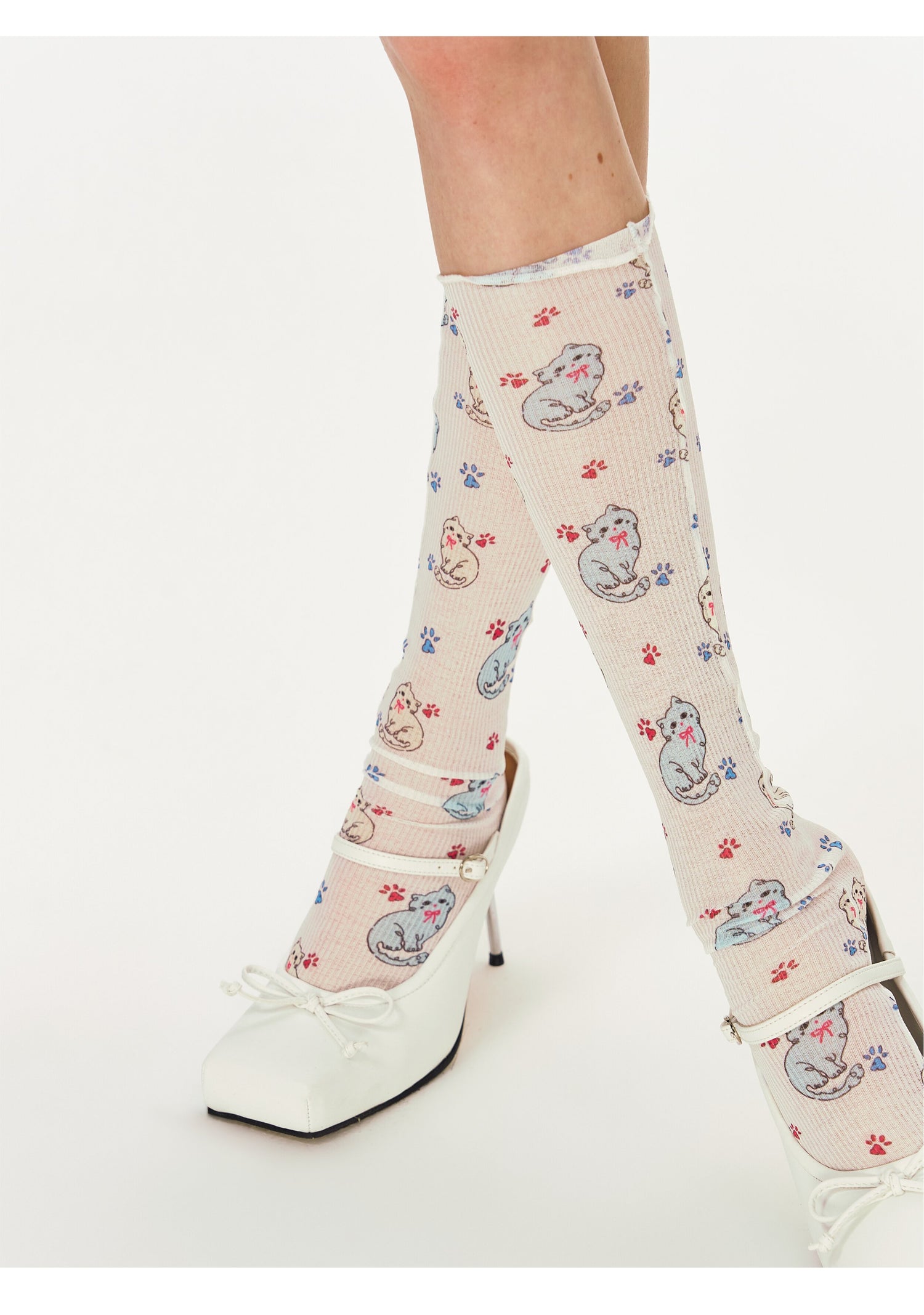 Cat Print Knee Socks