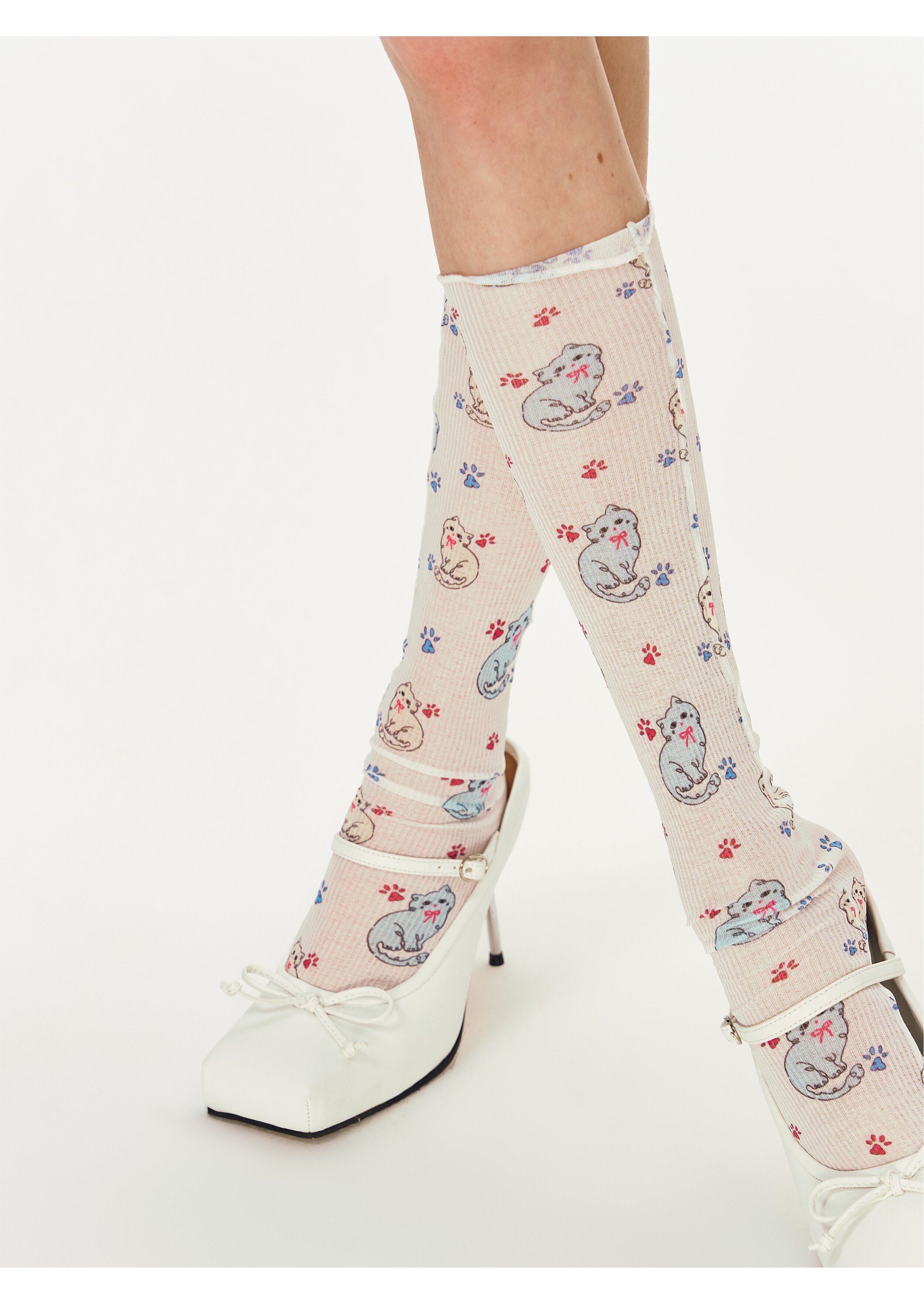 Cat Print Knee Socks