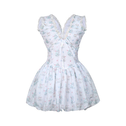 Cat Print Bubble Dress