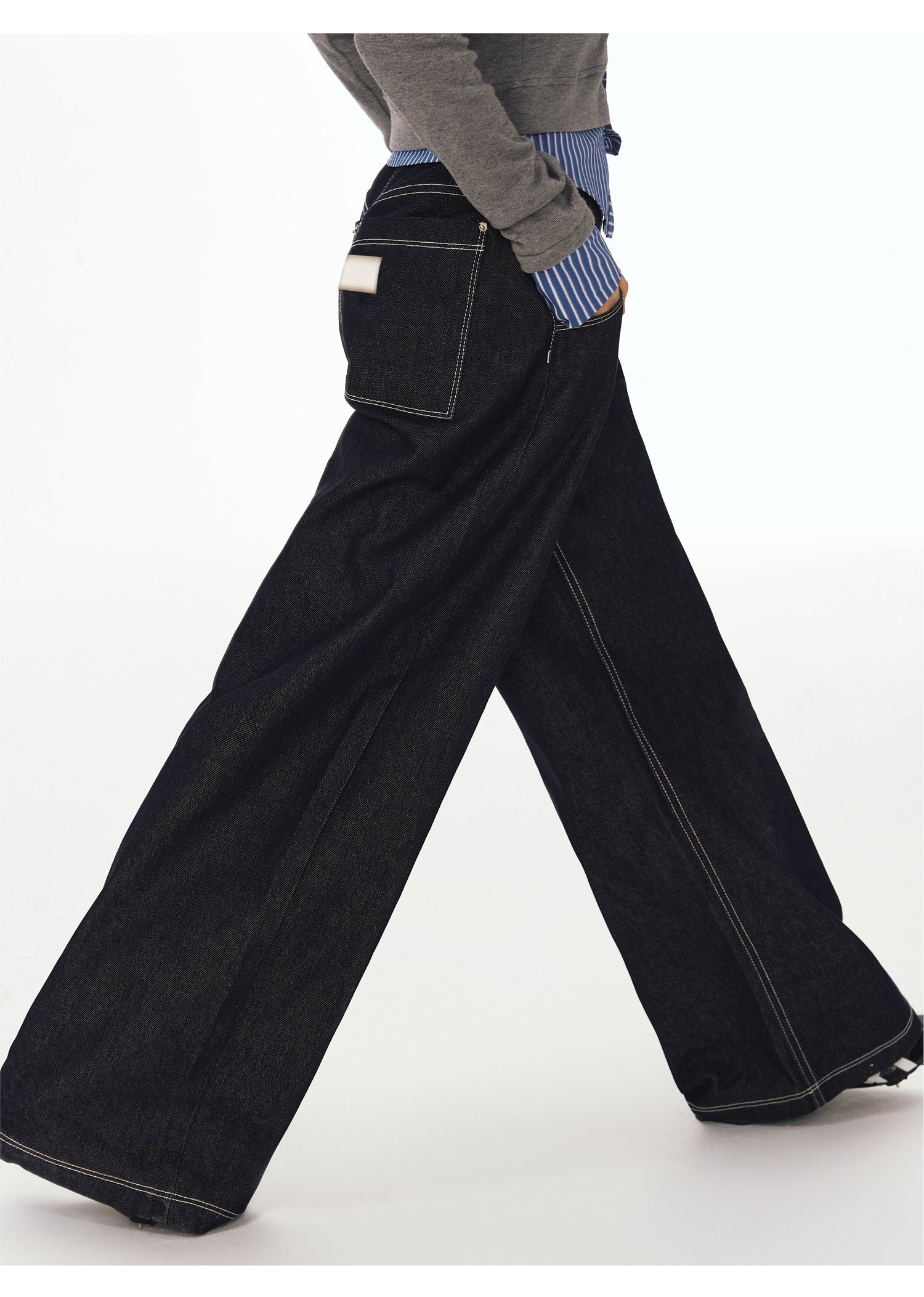 Wide-Leg Raw Denim Pants