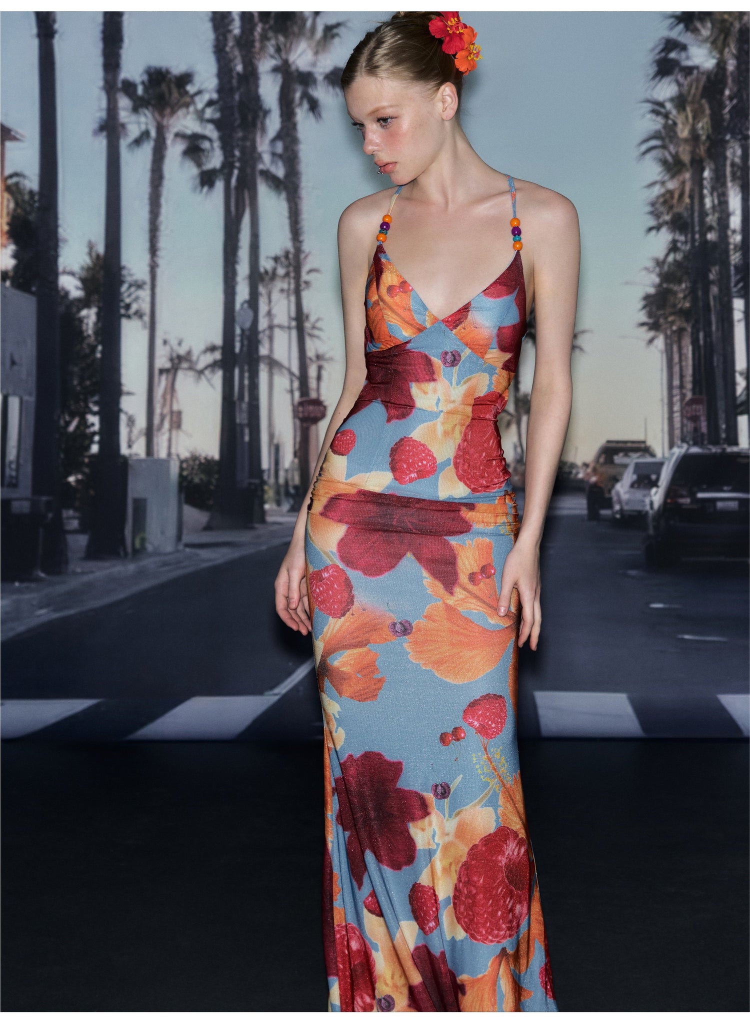 Fitted Backless Print Dress