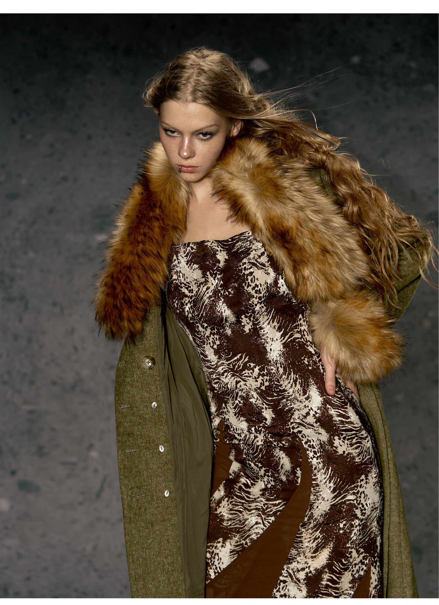 Faux Fur Collar Wool Coat