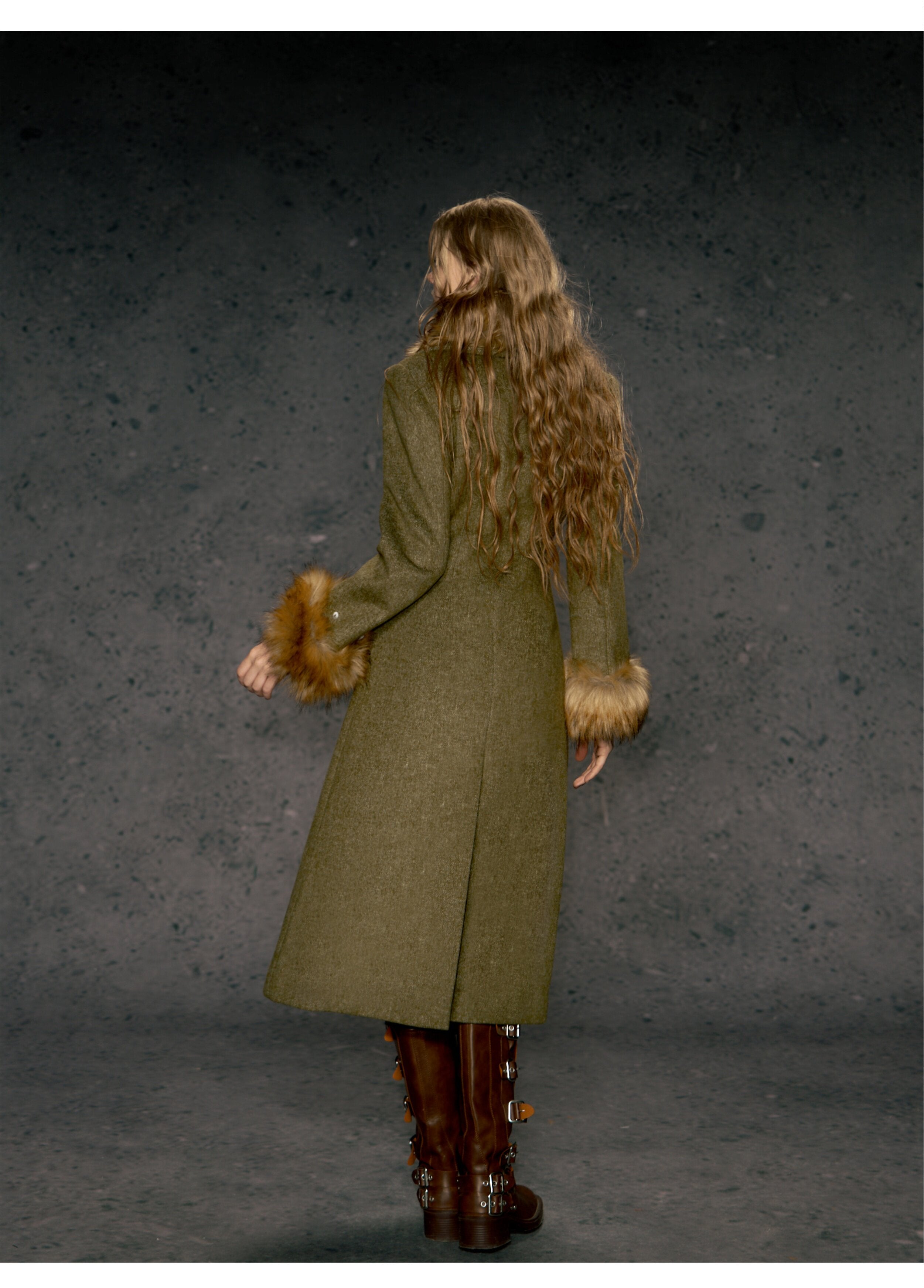 Faux Fur Collar Wool Coat