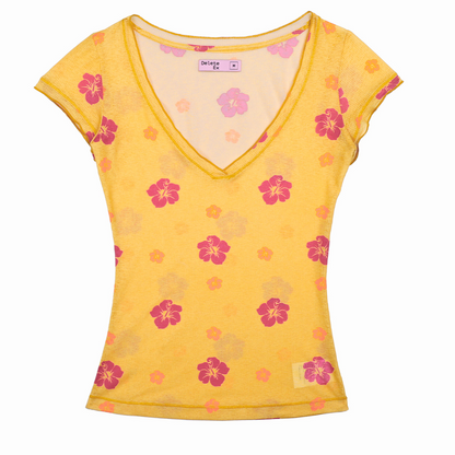Floral V-Neck Fitted Tee