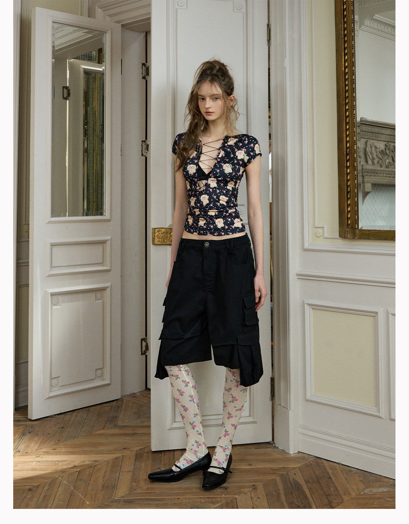 Print Slim V-Neck Tee