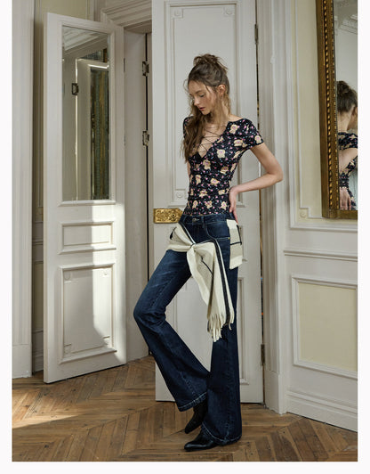 Print Slim V-Neck Tee