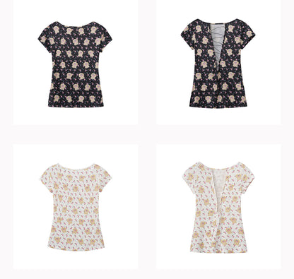 Print Slim V-Neck Tee