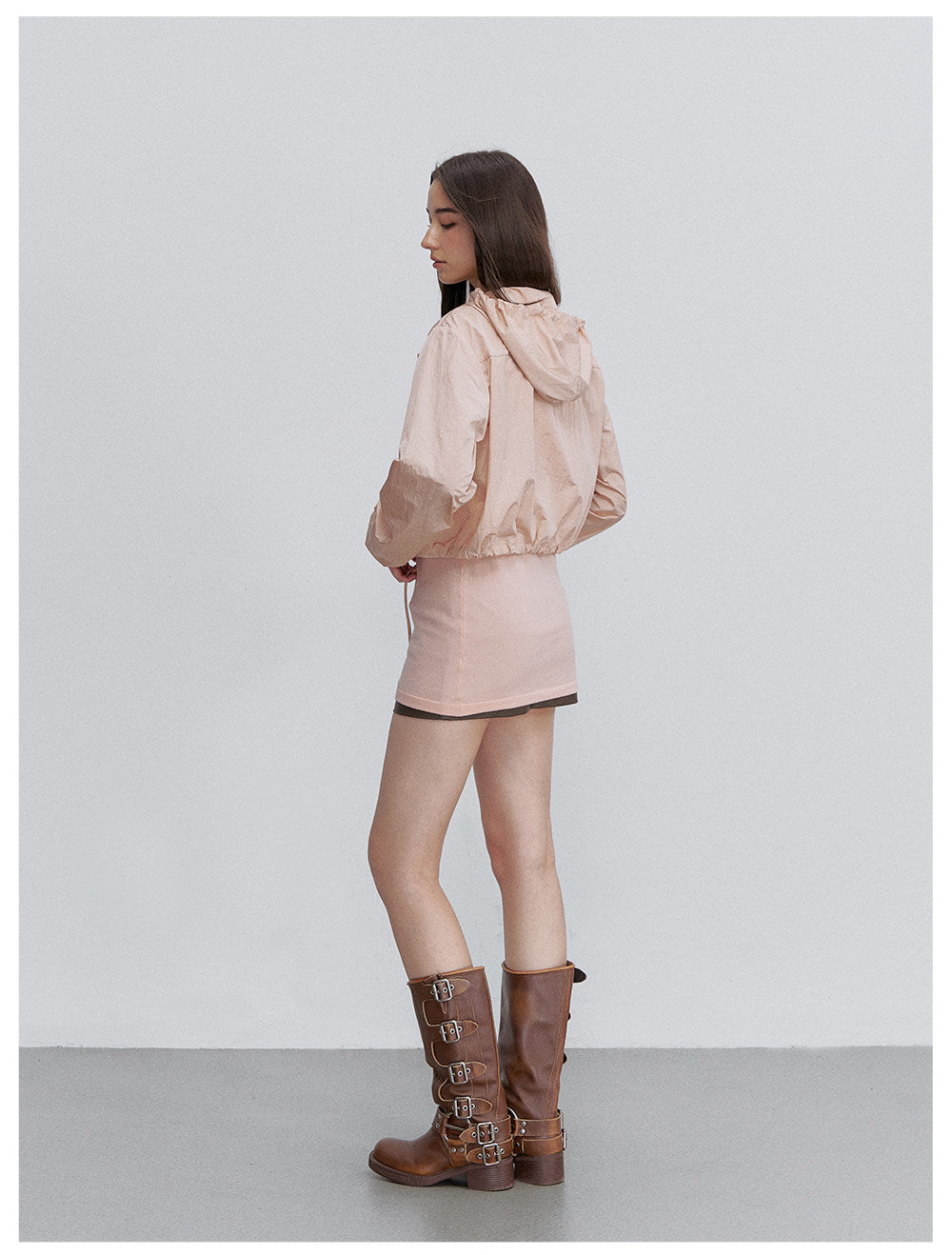 Nylon Ruffle Hooded Jacket