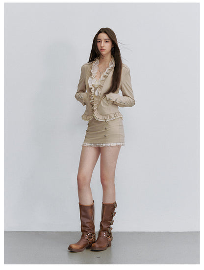 Ruffle Mesh Waist Jacket