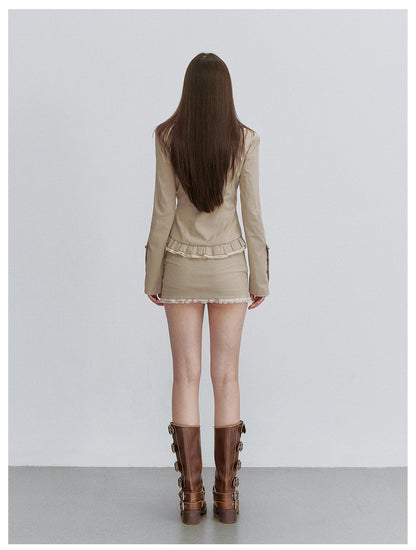 Ruffle Mesh Waist Jacket