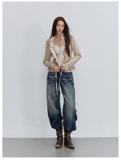 Ruffle Mesh Waist Jacket