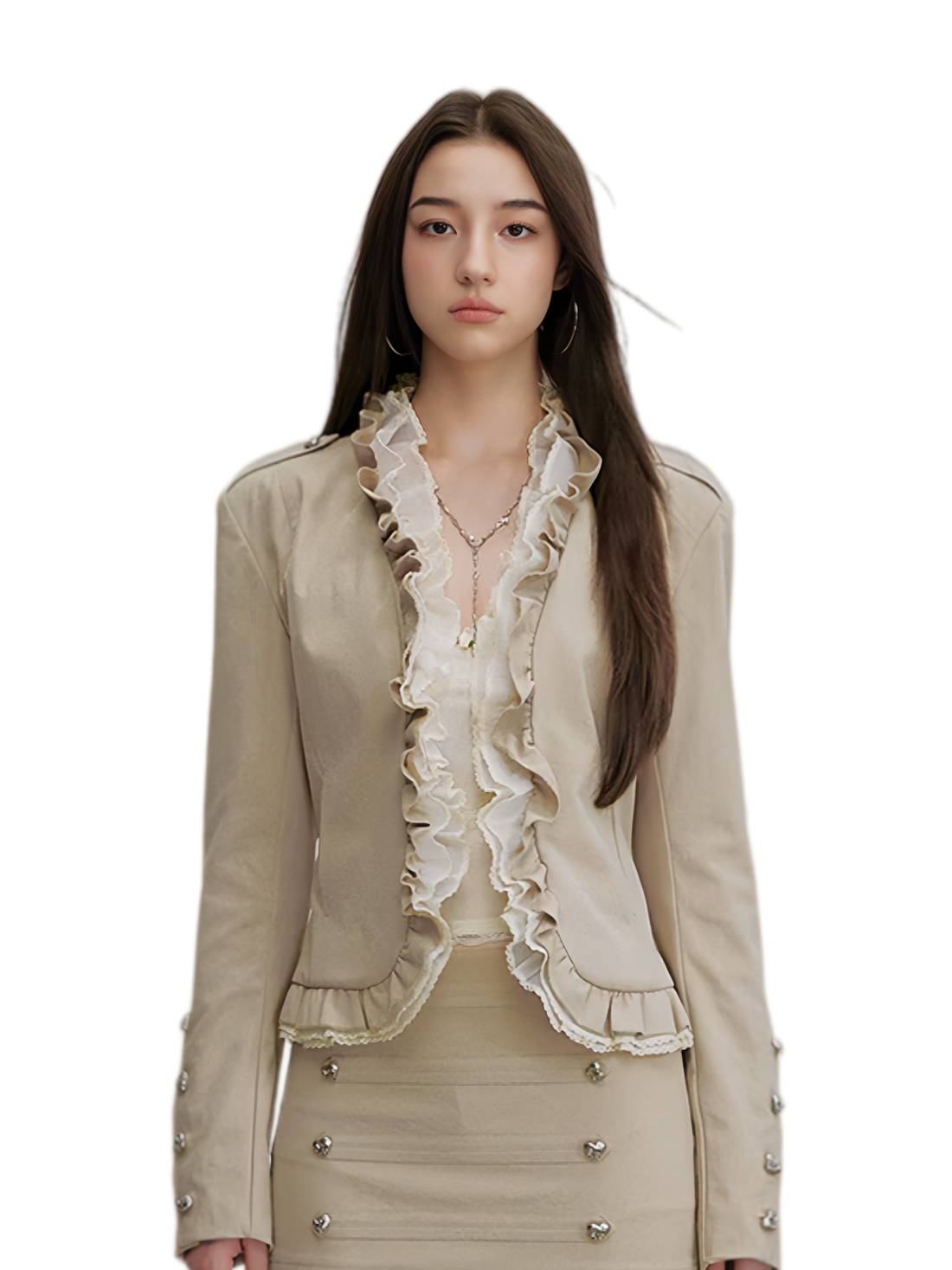 Ruffle Mesh Waist Jacket