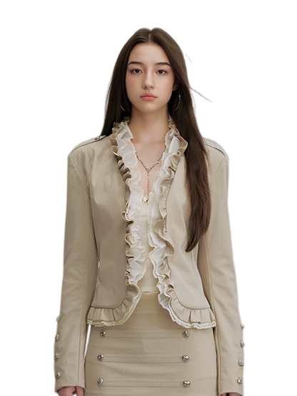 Ruffle Mesh Waist Jacket