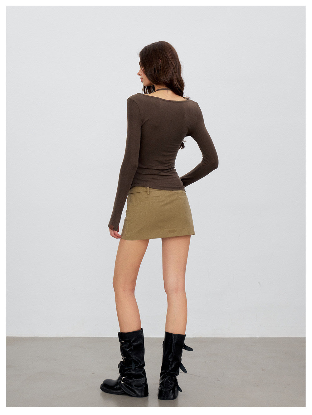 Deconstructed Ruched Halter T-Shirt