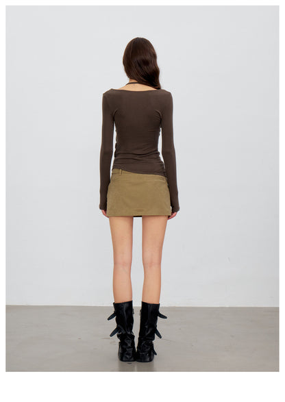 Deconstructed Ruched Halter T-Shirt