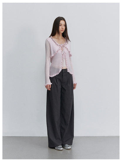 Lace Trim Openwork Cardigan
