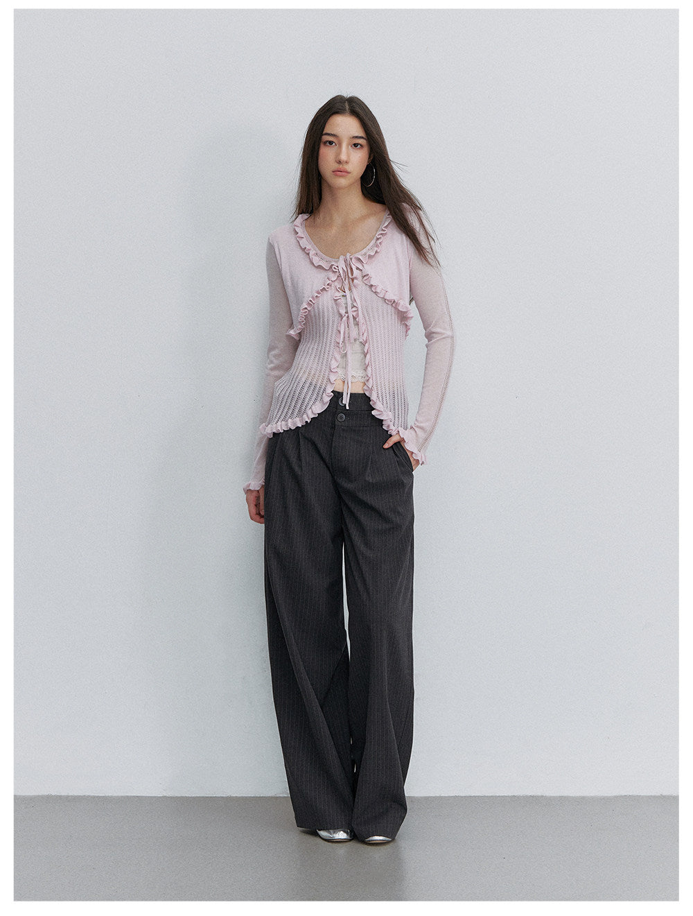 Lace Trim Openwork Cardigan