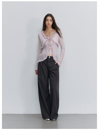 Lace Trim Openwork Cardigan