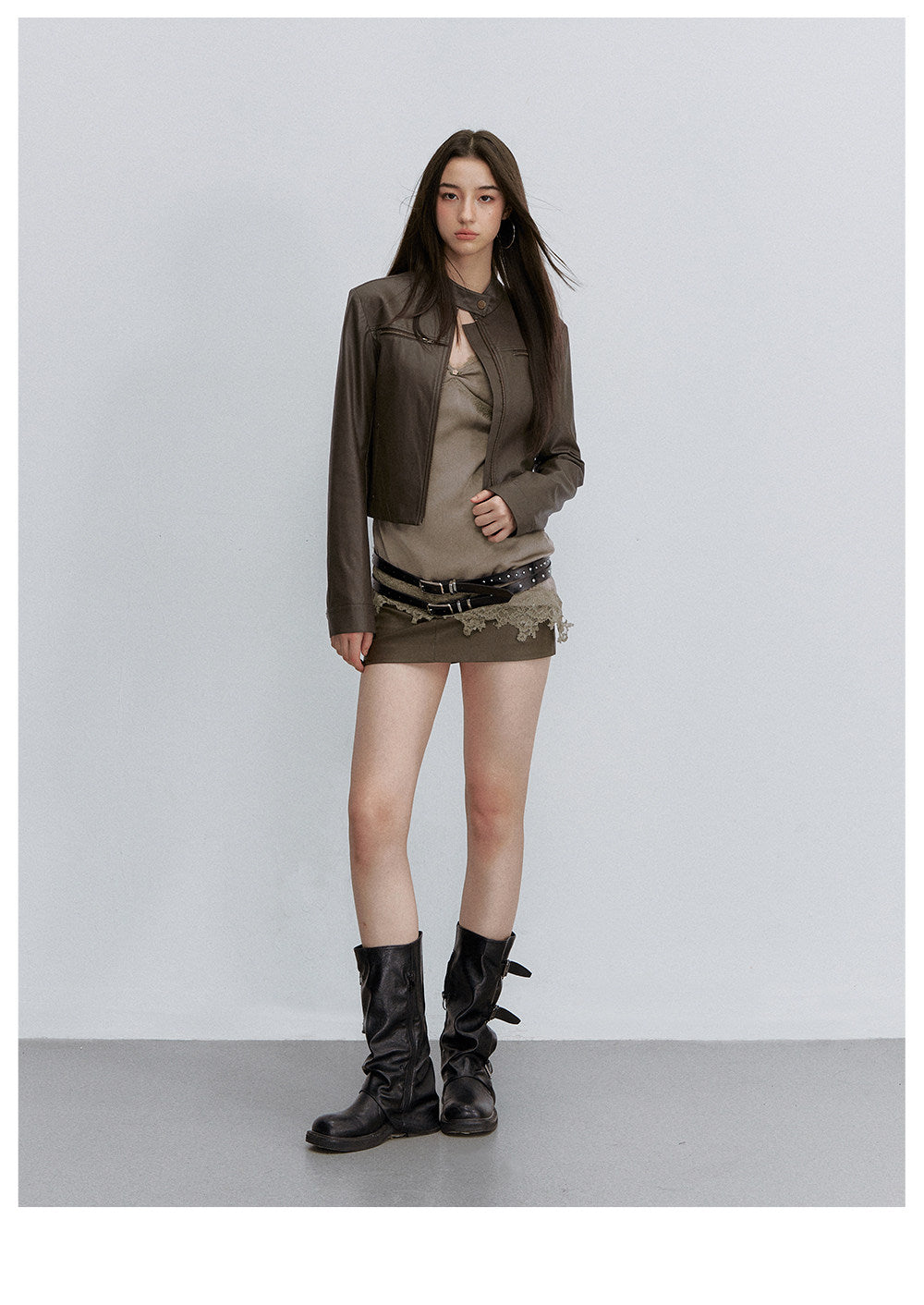 PU Leather Cropped Jacket
