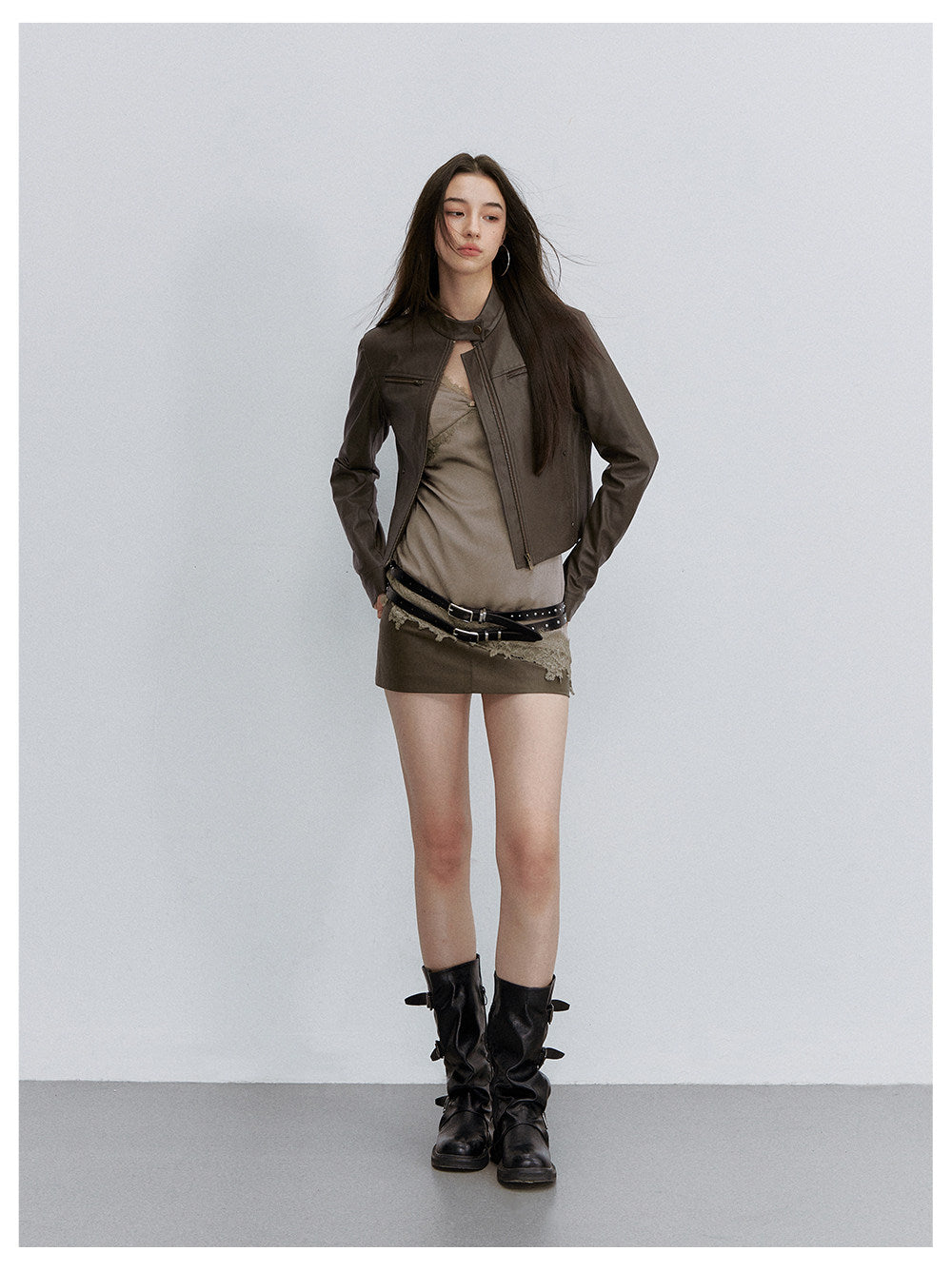 PU Leather Cropped Jacket