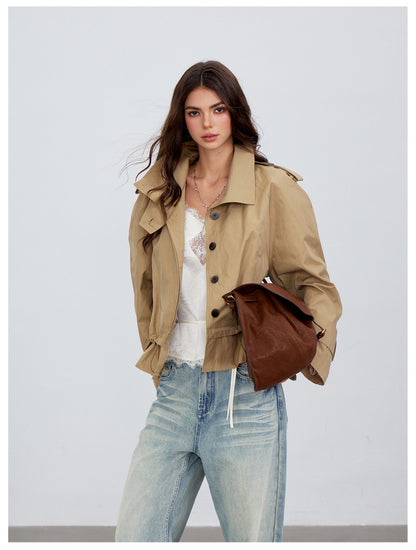 Cropped Workwear Trench Jacket