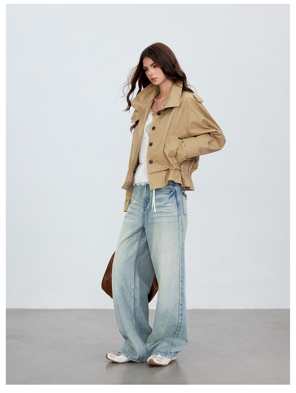 Cropped Workwear Trench Jacket