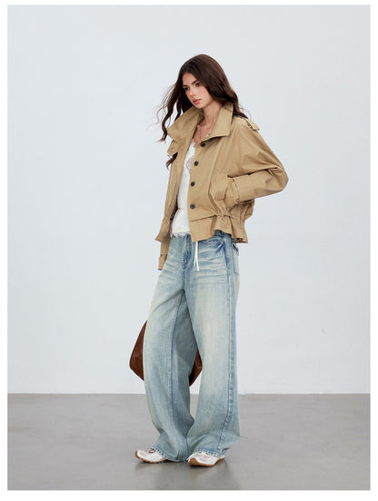 Cropped Workwear Trench Jacket