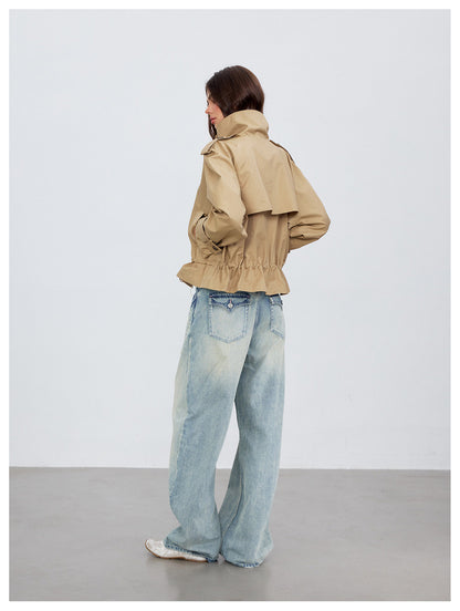 Cropped Workwear Trench Jacket