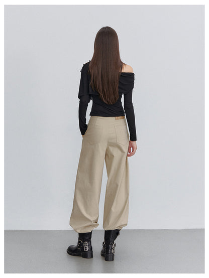 Textured Pleated Wide-Leg Pants