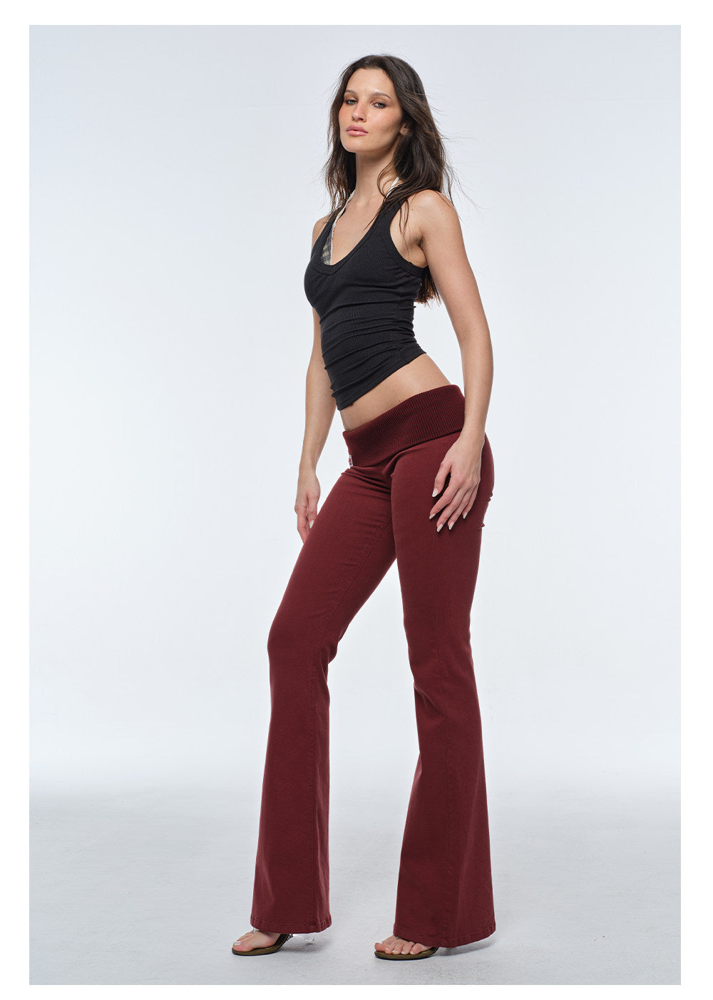 Turn-Up Flared Jeans
